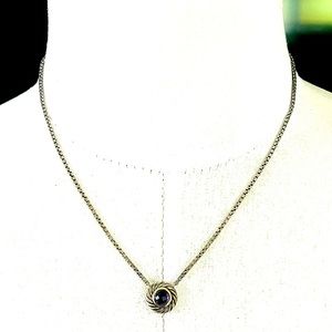 David Yurman Sterling Silver Amethyst Cookie Necklace 16.5”